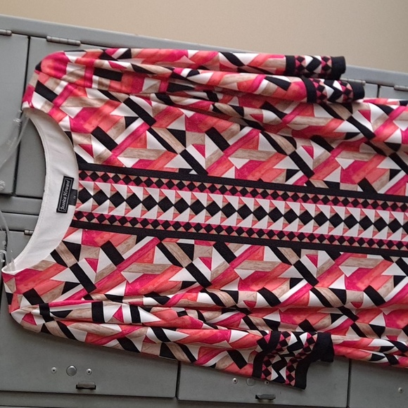 Ladies geometric print polyester dress size 14 - Picture 2 of 9